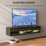 High Gloss Wall Mounted TV Stand 150cm Wide With LED Lights - Velmora