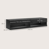 High Gloss Wall Mounted TV Stand 150cm Wide With LED Lights - Velmora