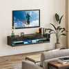 High Gloss Wall Mounted TV Stand 150cm Wide With LED Lights - Velmora