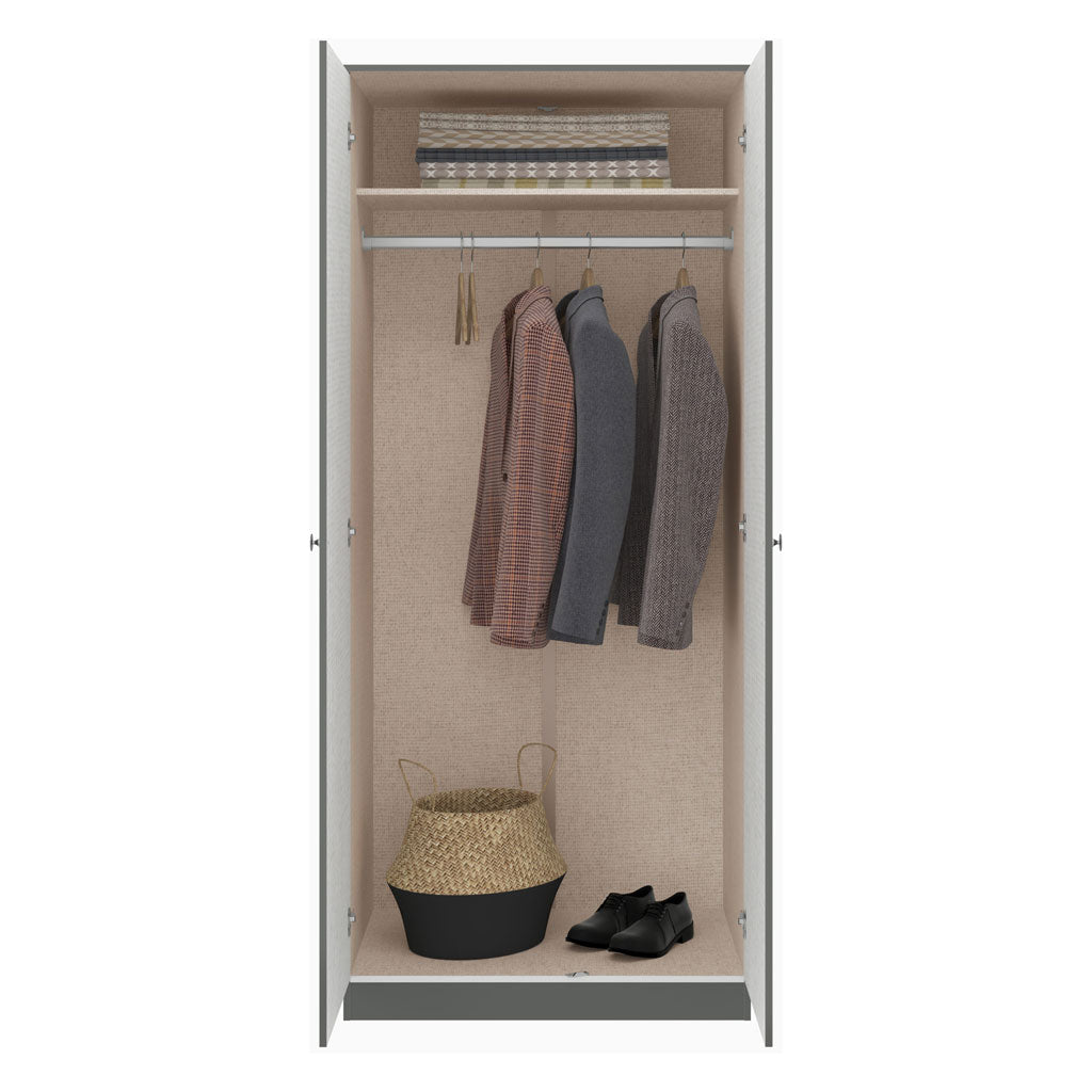 High Gloss Wardrobe With 2 Doors - Denver