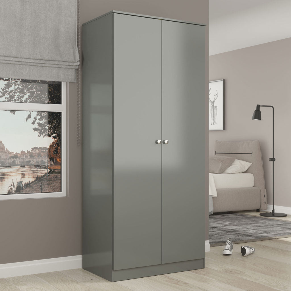 High Gloss Wardrobe With 2 Doors - Denver