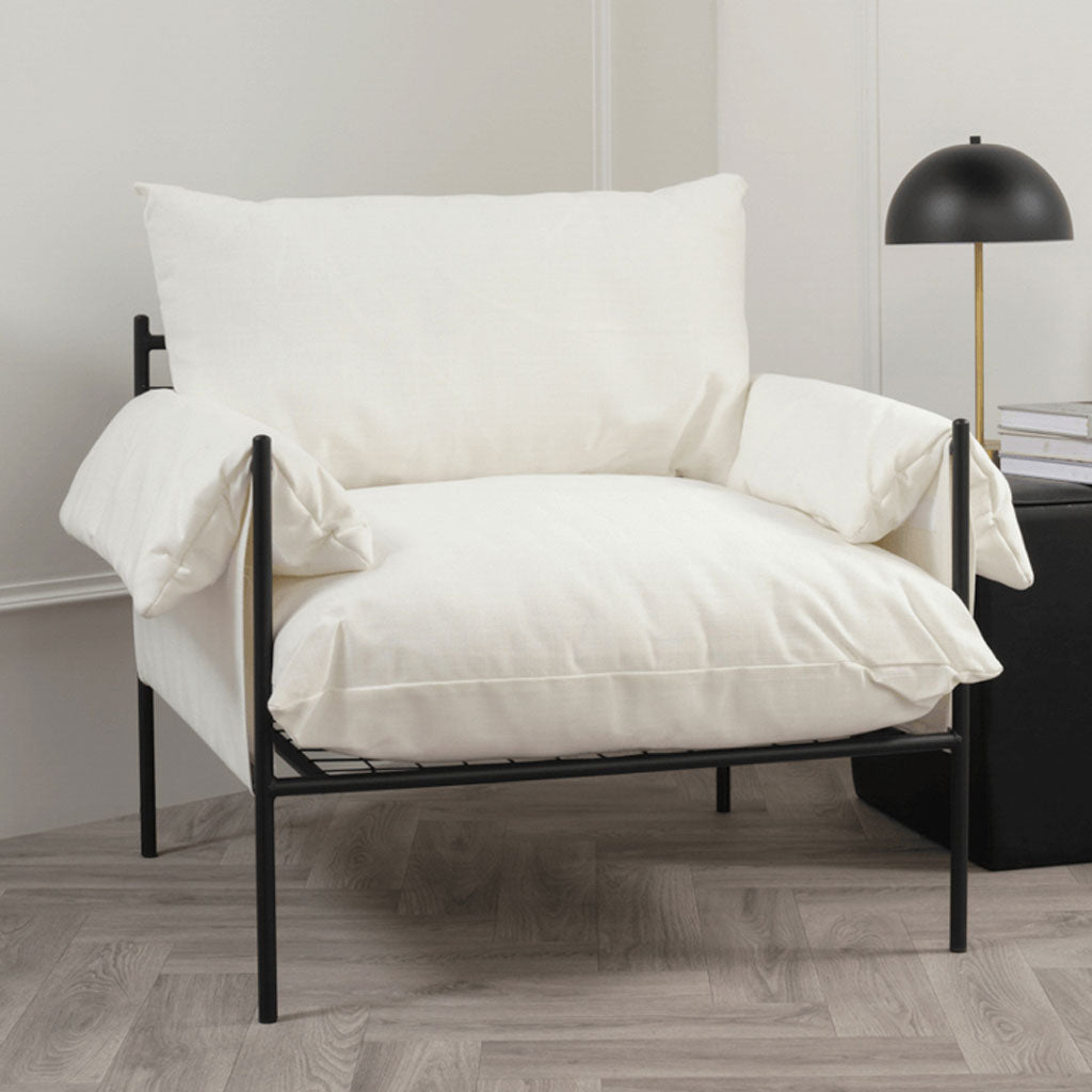 House Weave Fabric Accent Chair With Metal Fabric - Wardour