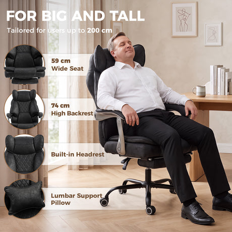 Leathaire Fabric Home And Office Chair 74cm Wide - Velmora