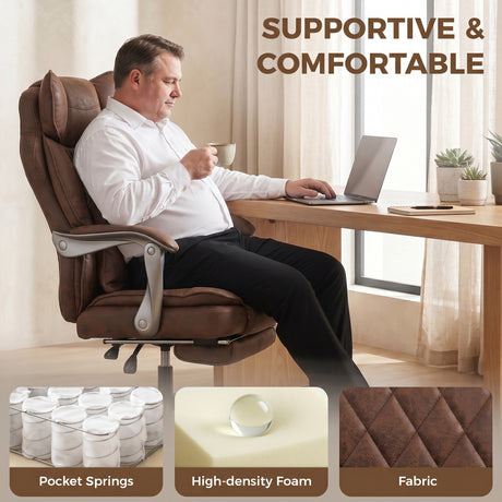 Leathaire Fabric Home And Office Chair 74cm Wide - Velmora