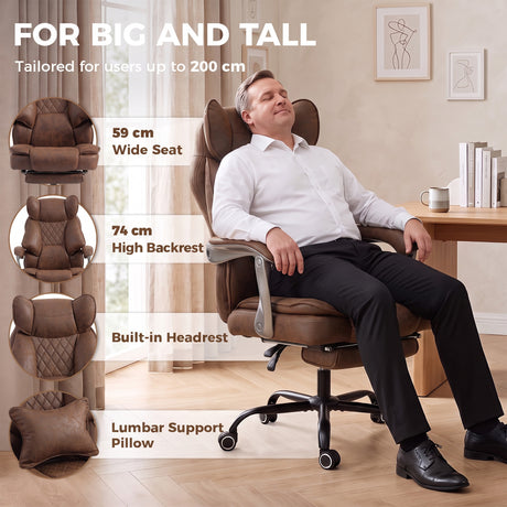 Leathaire Fabric Home And Office Chair 74cm Wide - Velmora