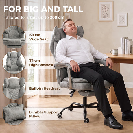 Leathaire Fabric Home And Office Chair 74cm Wide - Velmora