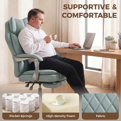 Leathaire Fabric Home And Office Chair 74cm Wide - Velmora