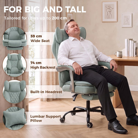 Leathaire Fabric Home And Office Chair 74cm Wide - Velmora