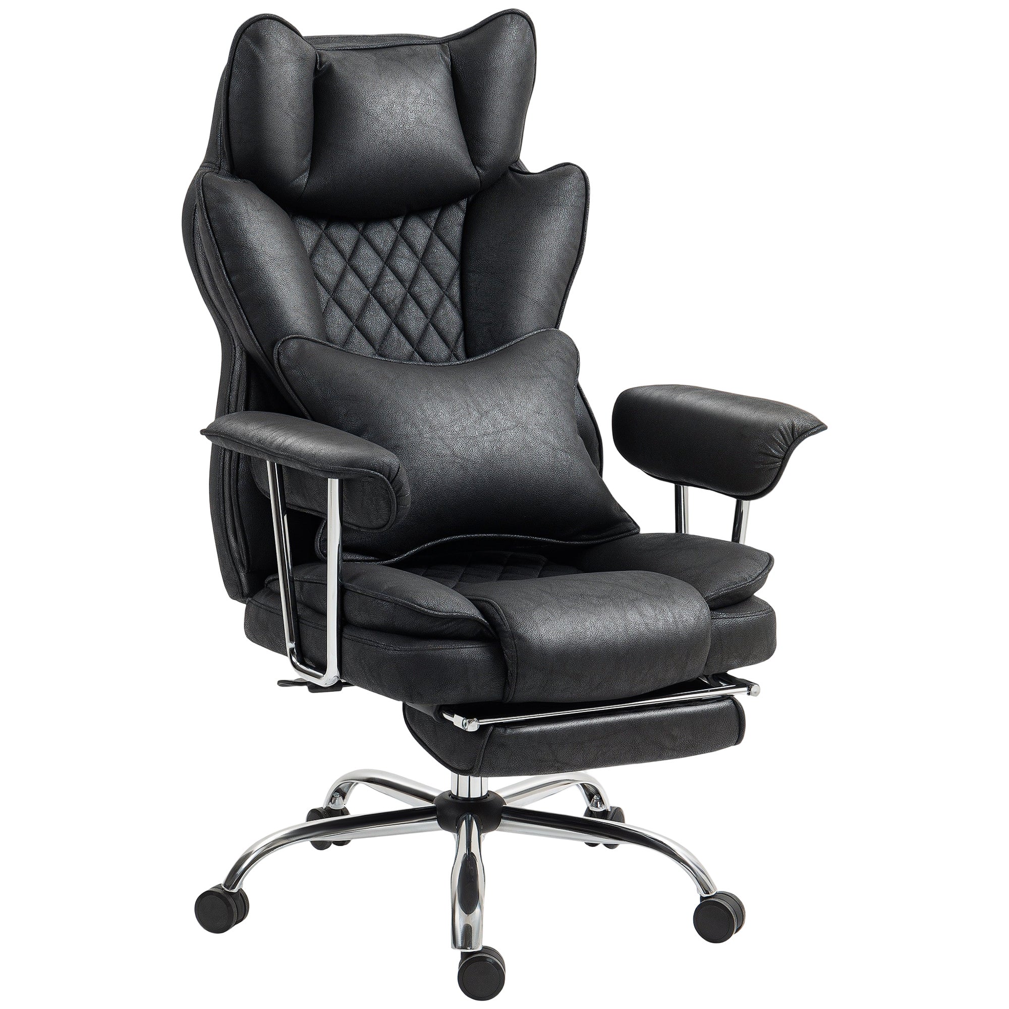 Leathaire Fabric Home And Office Chair 76cm Wide With Lumbar Support Pillow - Velmora
