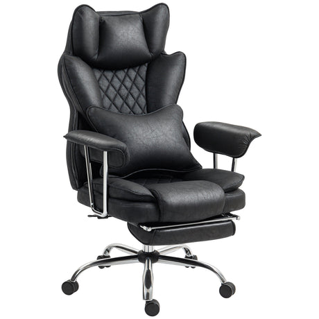 Leathaire Fabric Home And Office Chair 76cm Wide With Lumbar Support Pillow - Velmora
