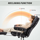 Leathaire Fabric Home And Office Chair 76cm Wide With Lumbar Support Pillow - Velmora