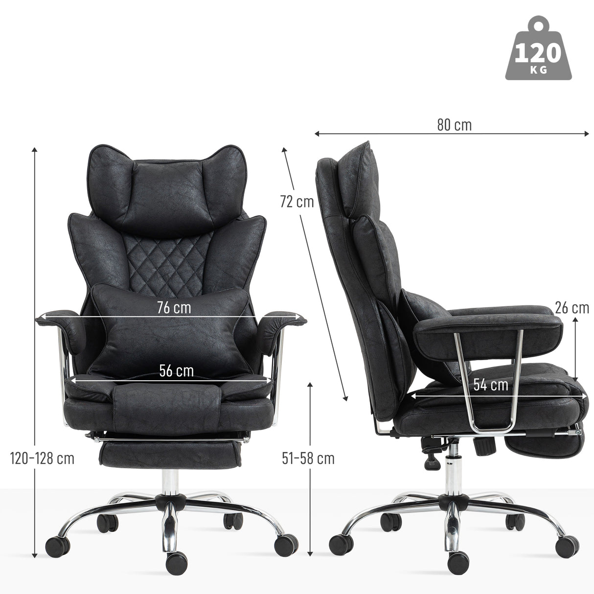 Leathaire Fabric Home And Office Chair 76cm Wide With Lumbar Support Pillow - Velmora