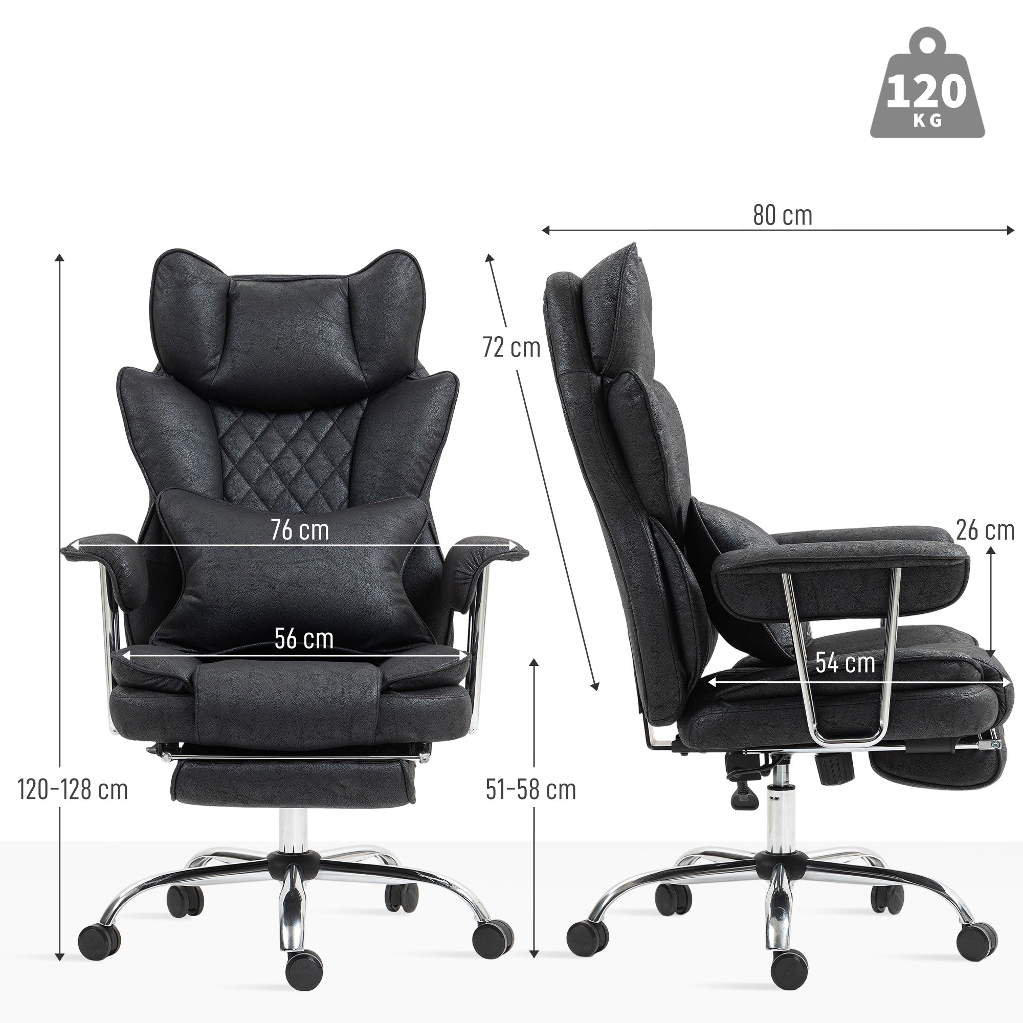 Leathaire Fabric Home And Office Chair 76cm Wide With Lumbar Support Pillow - Velmora