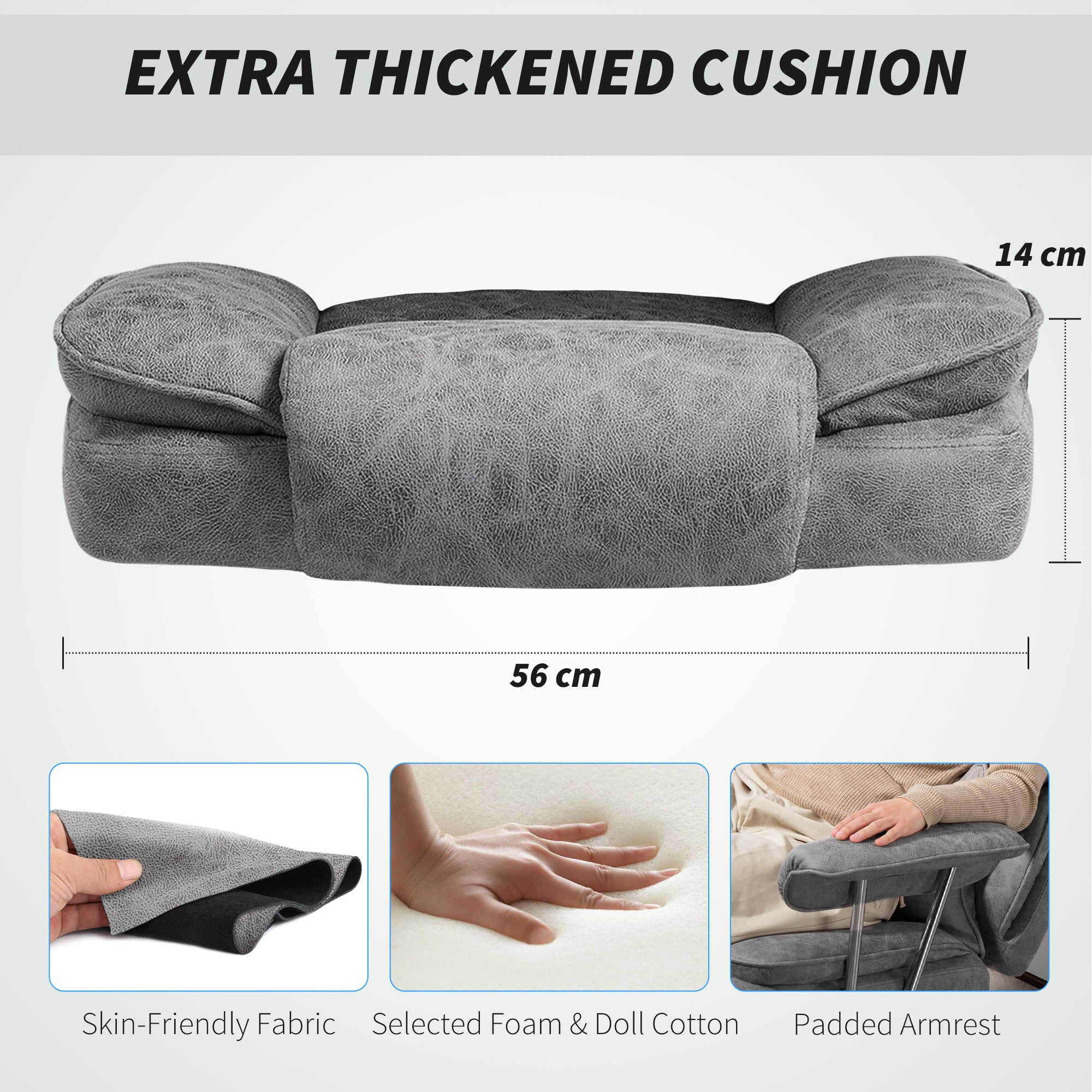 Leathaire Fabric Home And Office Chair 76cm Wide With Lumbar Support Pillow - Velmora