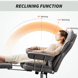 Leathaire Fabric Home And Office Chair 76cm Wide With Lumbar Support Pillow - Velmora