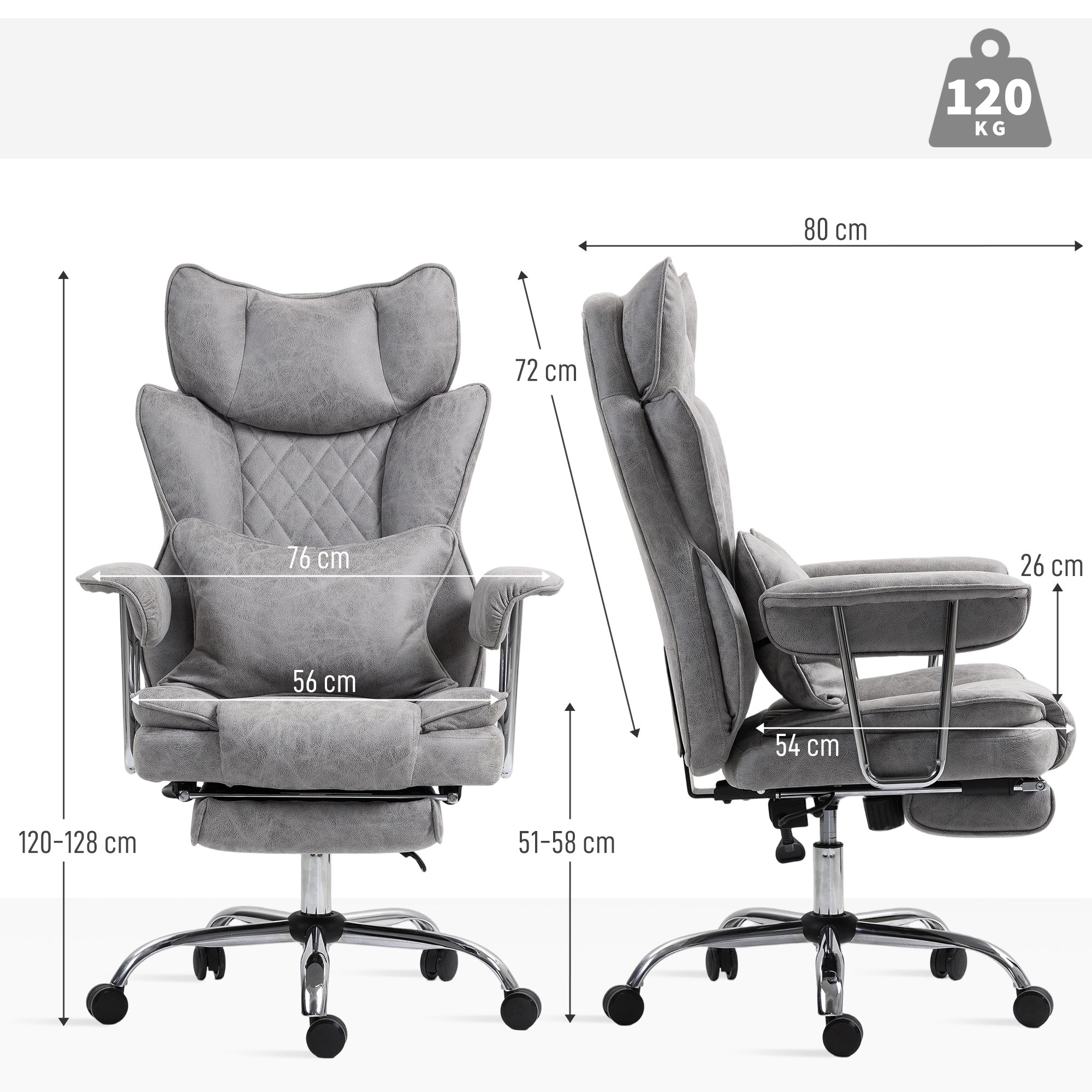 Leathaire Fabric Home And Office Chair 76cm Wide With Lumbar Support Pillow - Velmora