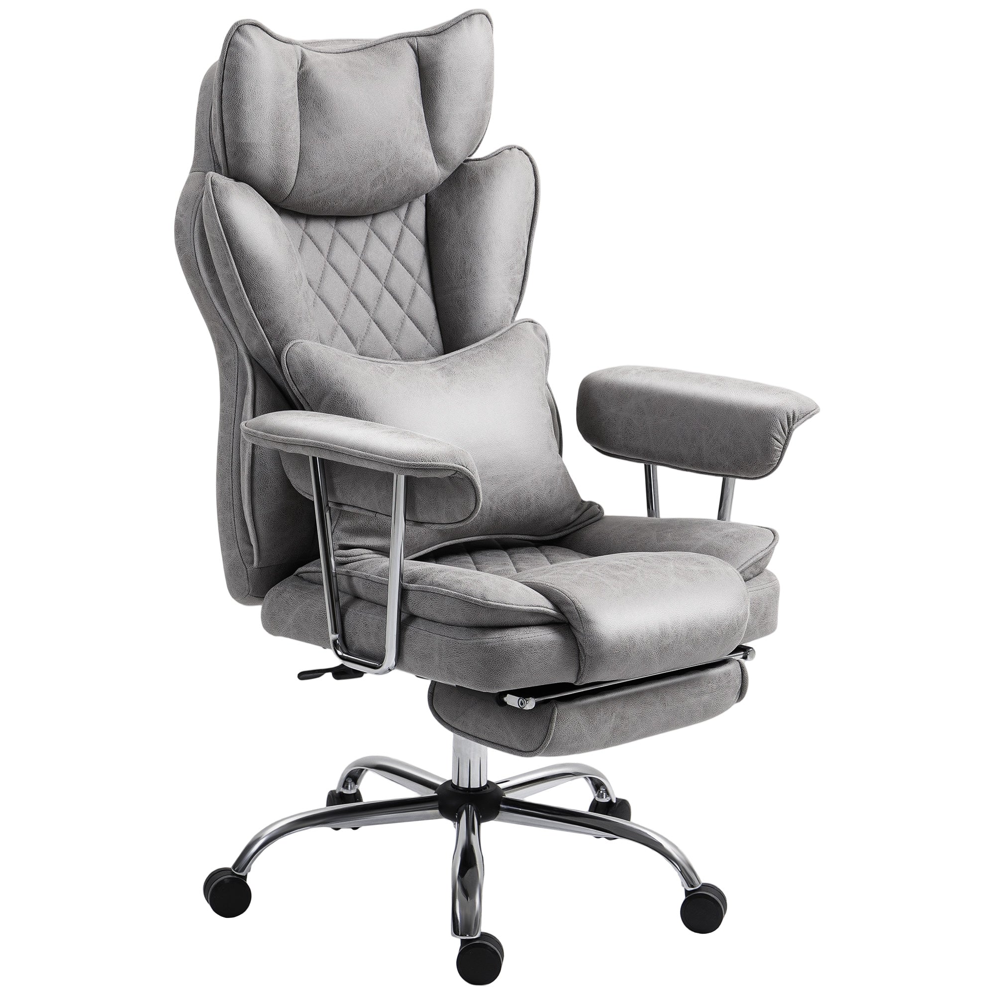 Leathaire Fabric Home And Office Chair 76cm Wide With Lumbar Support Pillow - Velmora