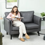 Leathaire Faux Leather 2 Seater Sofa 137cm Wide With Wooden Legs - Velmora