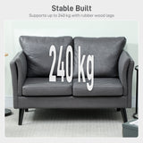 Leathaire Faux Leather 2 Seater Sofa 137cm Wide With Wooden Legs - Velmora