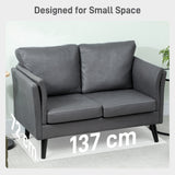 Leathaire Faux Leather 2 Seater Sofa 137cm Wide With Wooden Legs - Velmora