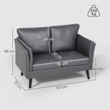 Leathaire Faux Leather 2 Seater Sofa 137cm Wide With Wooden Legs - Velmora