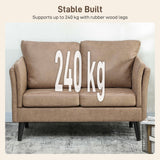 Leathaire Faux Leather 2 Seater Sofa 137cm Wide With Wooden Legs - Velmora