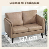 Leathaire Faux Leather 2 Seater Sofa 137cm Wide With Wooden Legs - Velmora