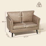 Leathaire Faux Leather 2 Seater Sofa 137cm Wide With Wooden Legs - Velmora