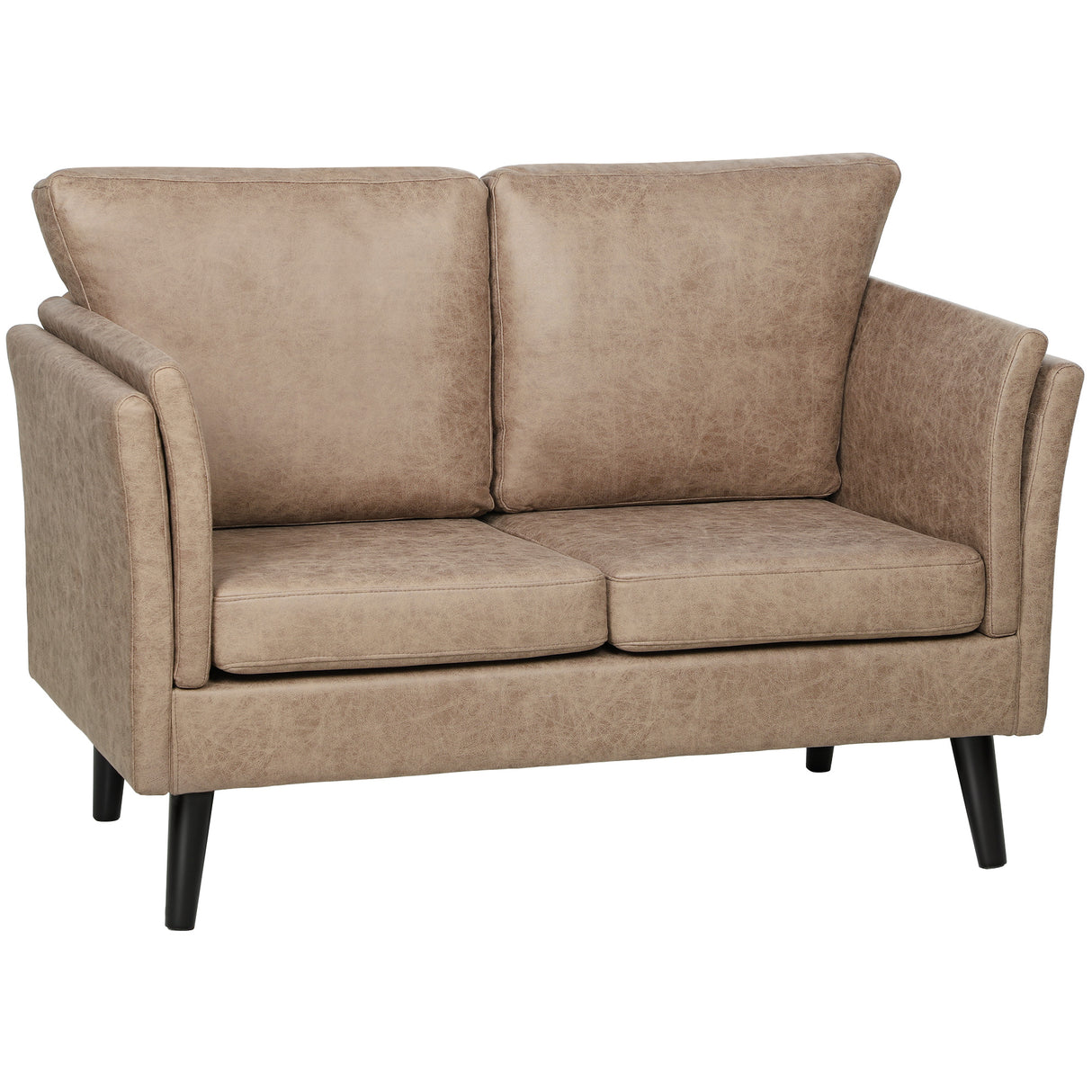 Leathaire Faux Leather 2 Seater Sofa 137cm Wide With Wooden Legs - Velmora