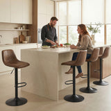 Leathaire Faux Leather Bar Stools in Set Of 2 With Footrest - Velmora