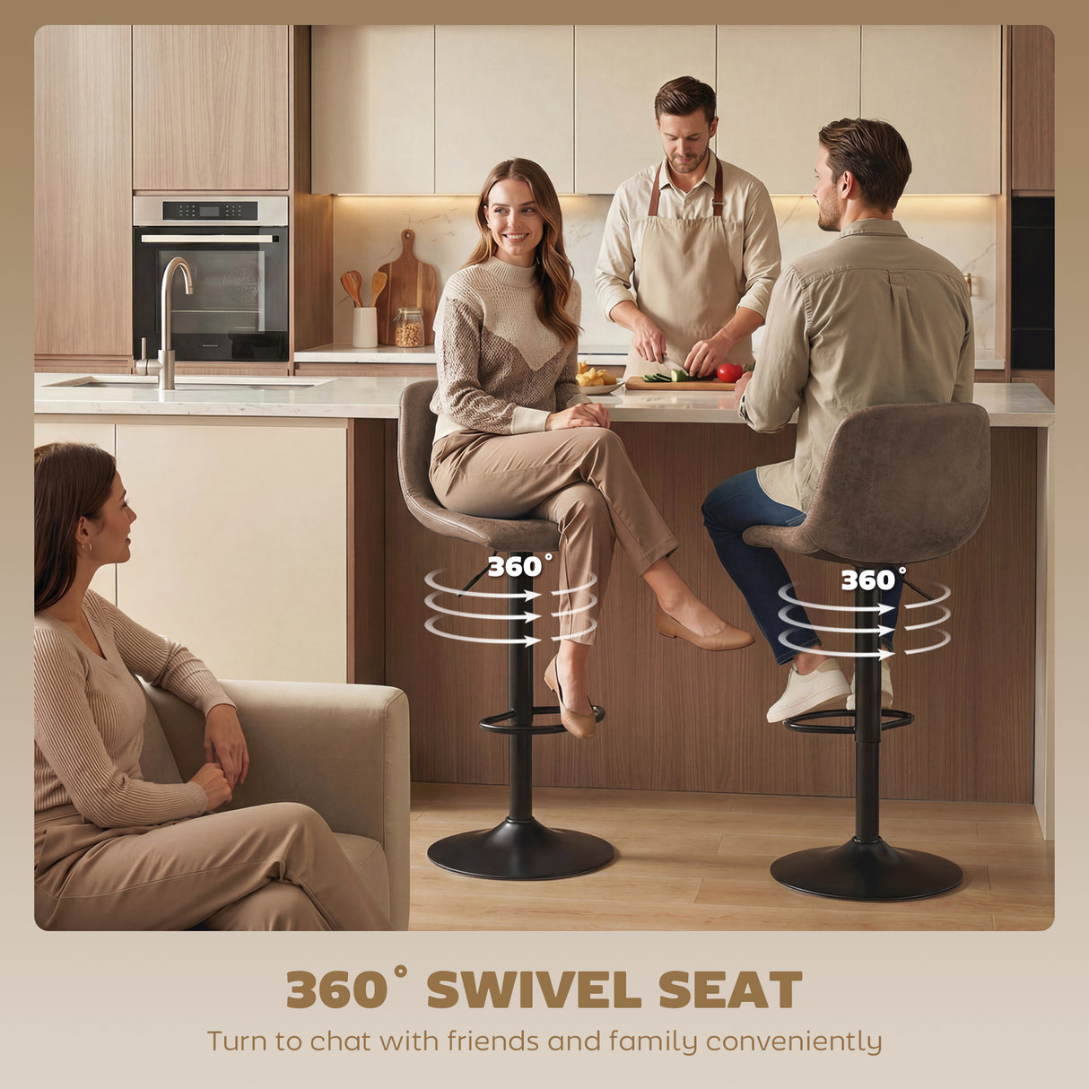 Leathaire Faux Leather Bar Stools in Set Of 2 With Footrest - Velmora