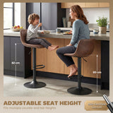 Leathaire Faux Leather Bar Stools in Set Of 2 With Footrest - Velmora