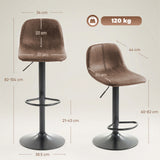Leathaire Faux Leather Bar Stools in Set Of 2 With Footrest - Velmora