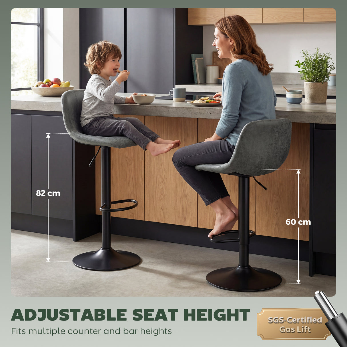 Leathaire Faux Leather Bar Stools in Set Of 2 With Footrest - Velmora