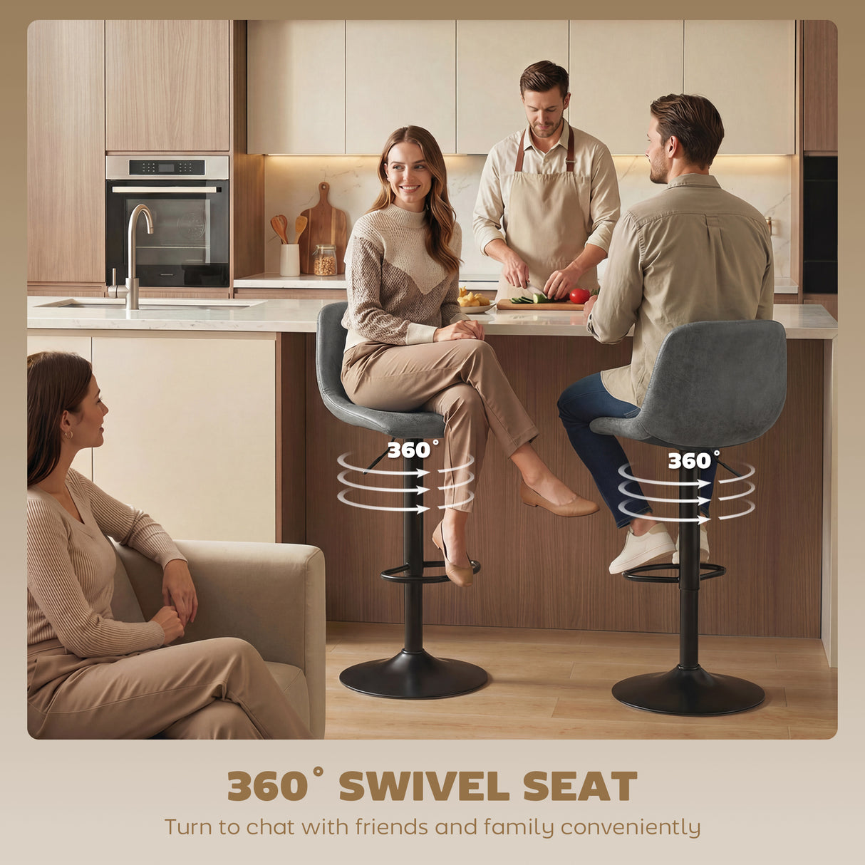 Leathaire Faux Leather Bar Stools in Set Of 2 With Footrest - Velmora