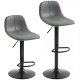 Leathaire Faux Leather Bar Stools in Set Of 2 With Footrest - Velmora