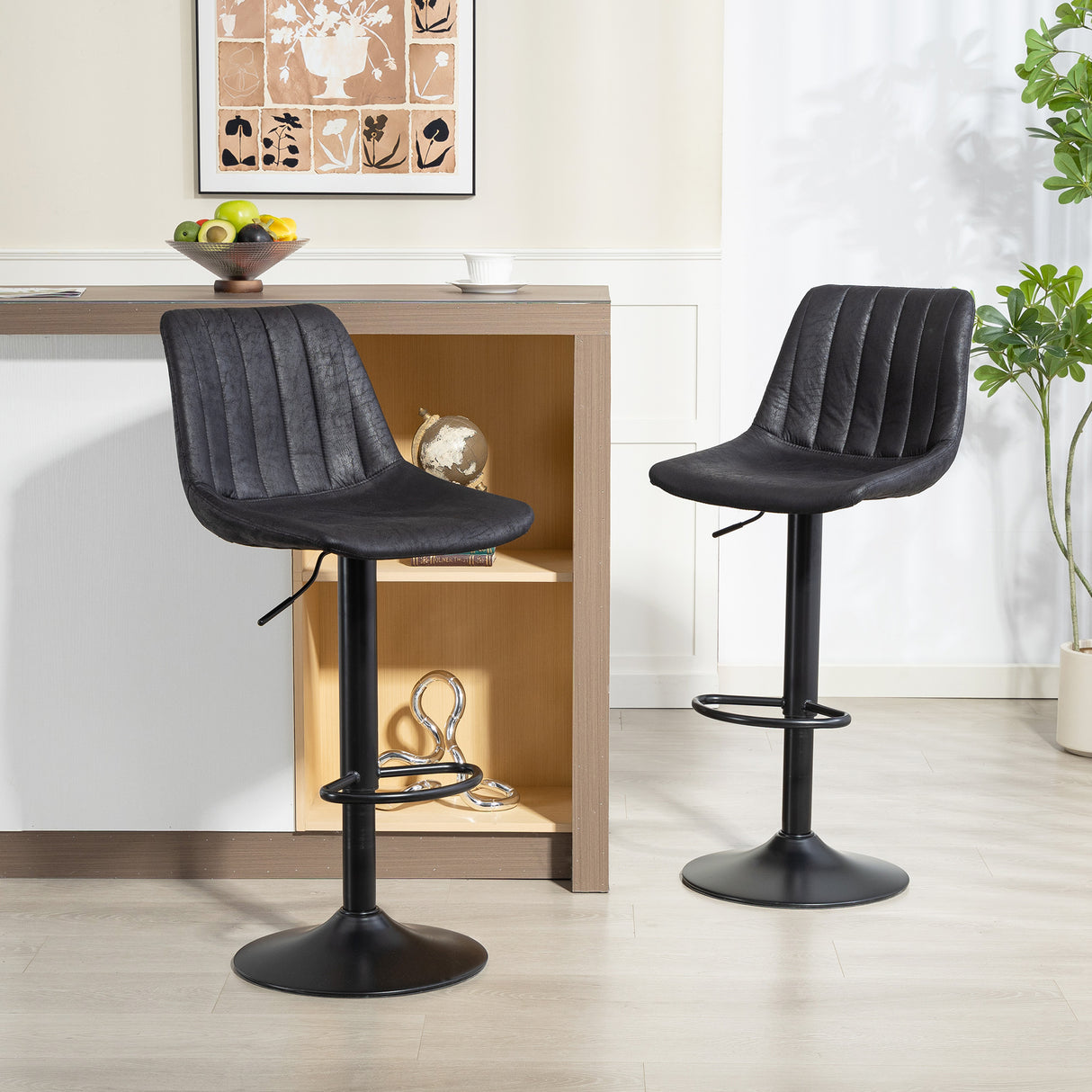 Leathaire Faux Leather Breakfast Bar Stools in Set Of 2 - Velmora