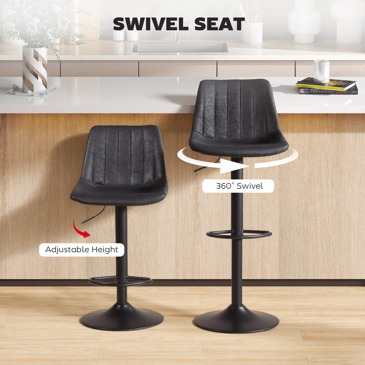 Leathaire Faux Leather Breakfast Bar Stools in Set Of 2 - Velmora
