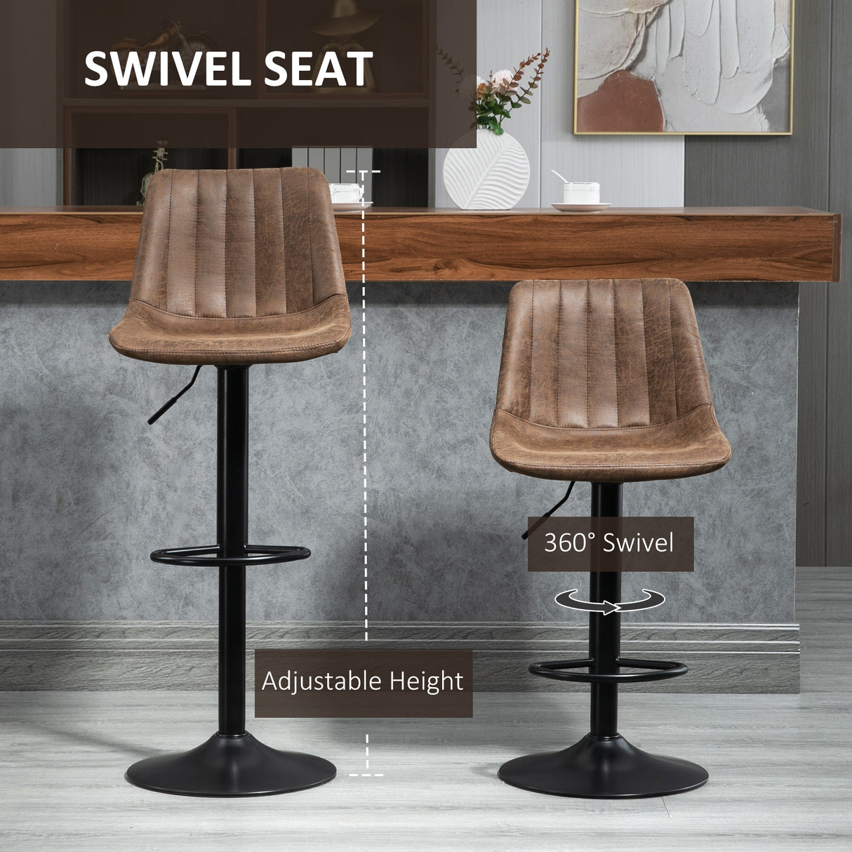 Leathaire Faux Leather Breakfast Bar Stools in Set Of 2 - Velmora