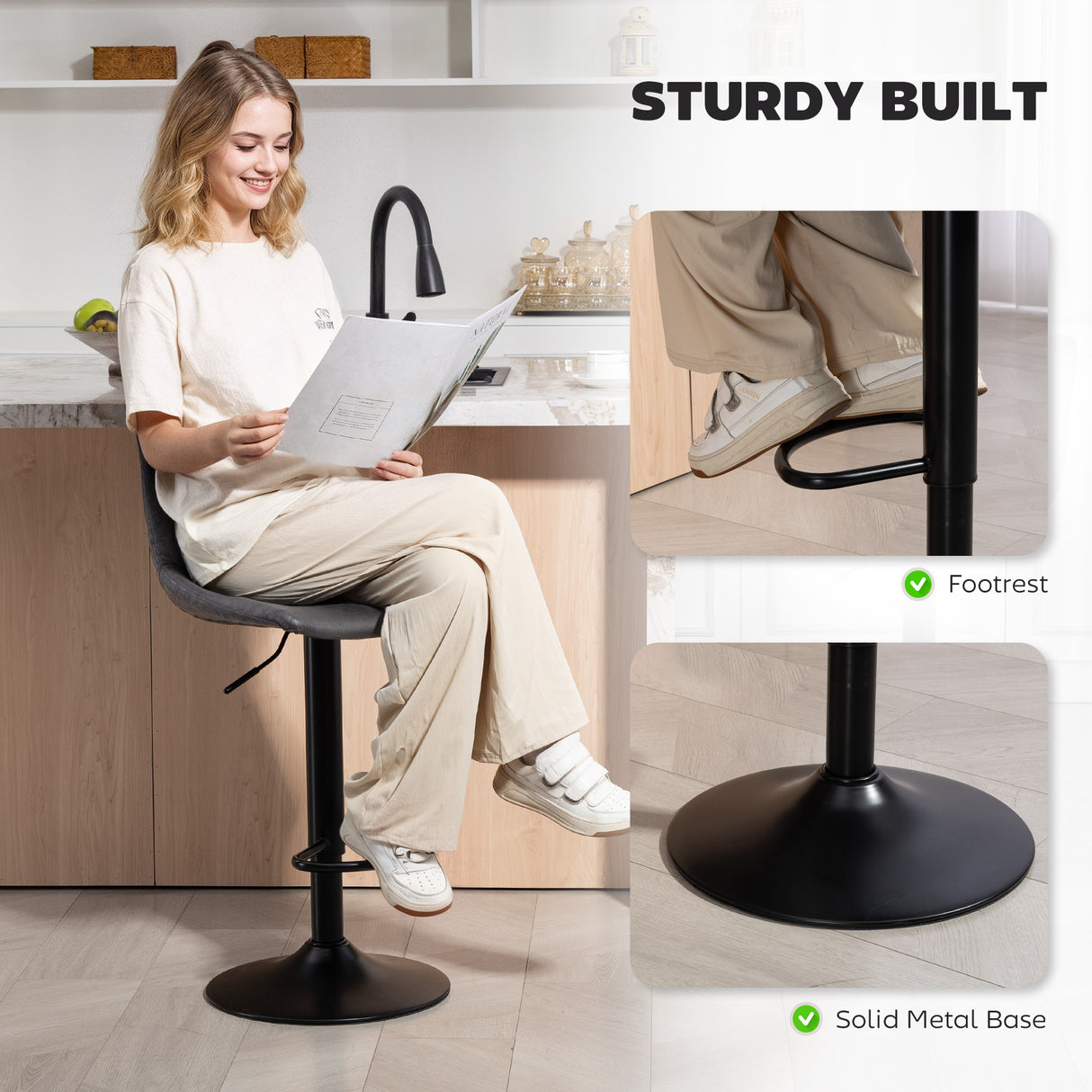 Leathaire Faux Leather Breakfast Bar Stools in Set Of 2 - Velmora