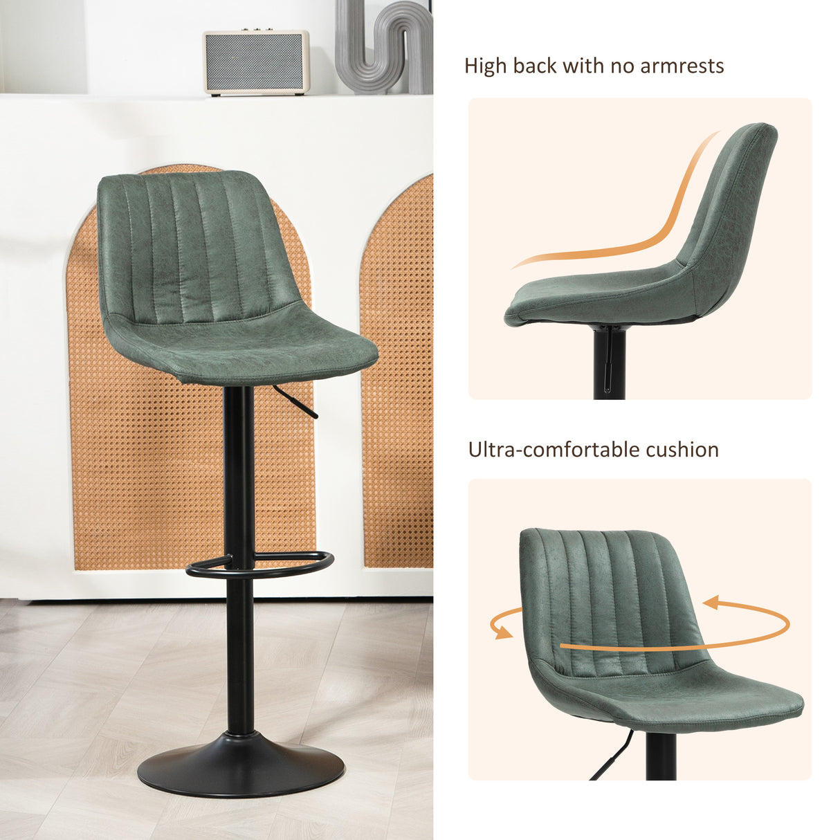 Leathaire Faux Leather Breakfast Bar Stools in Set Of 2 - Velmora