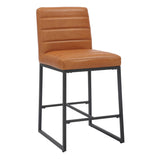 Leather Bar Stools in Set Of 2 With Black Sturdy Metal Frame - Carlton