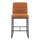 Leather Bar Stools in Set Of 2 With Black Sturdy Metal Frame - Carlton