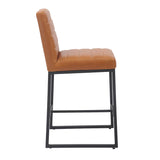 Leather Bar Stools in Set Of 2 With Black Sturdy Metal Frame - Carlton