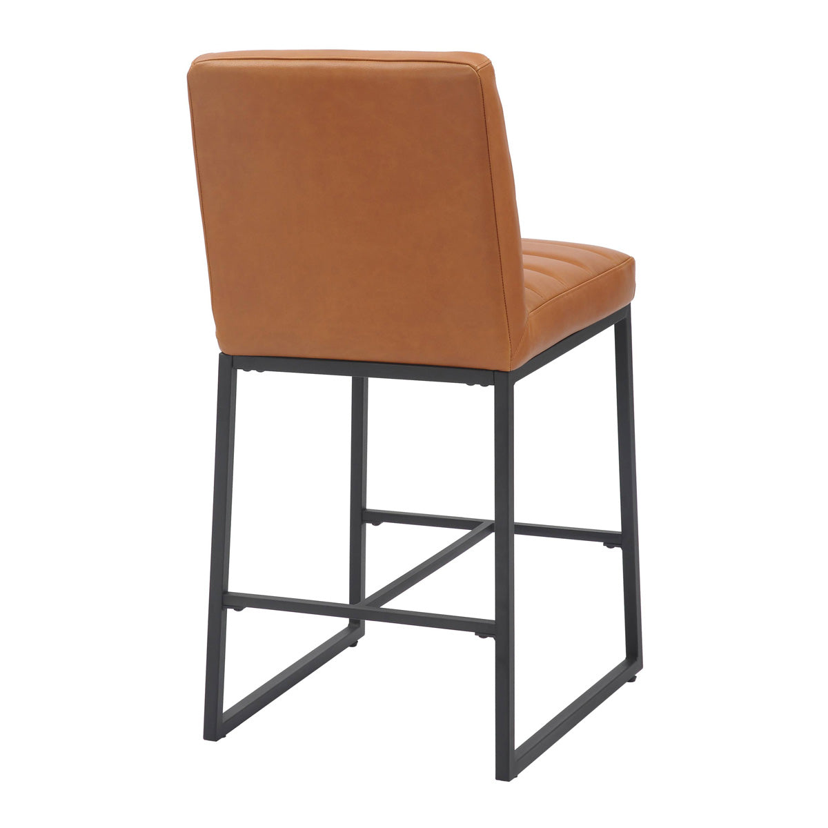 Leather Bar Stools in Set Of 2 With Black Sturdy Metal Frame - Carlton