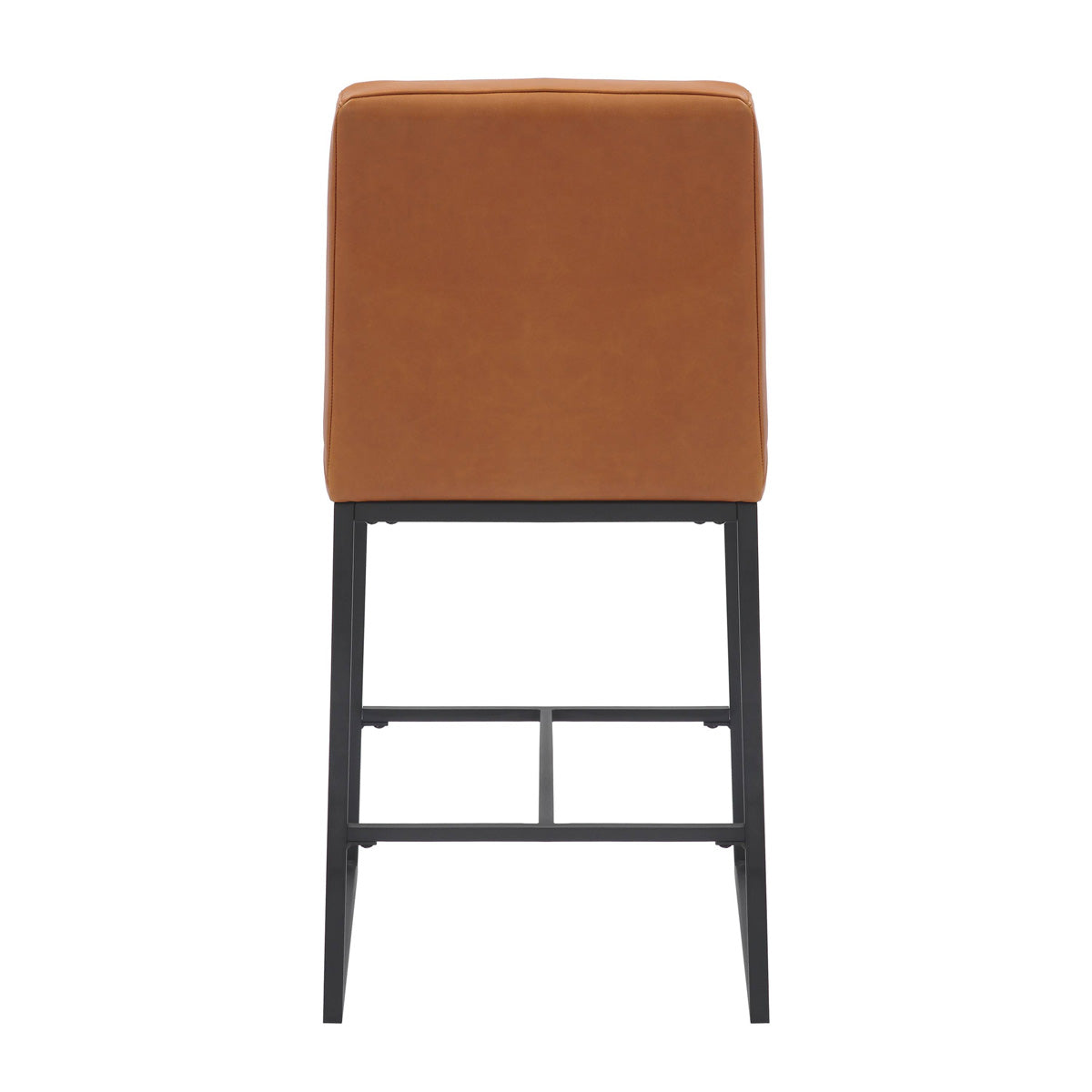 Leather Bar Stools in Set Of 2 With Black Sturdy Metal Frame - Carlton