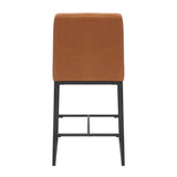 Leather Bar Stools in Set Of 2 With Black Sturdy Metal Frame - Carlton