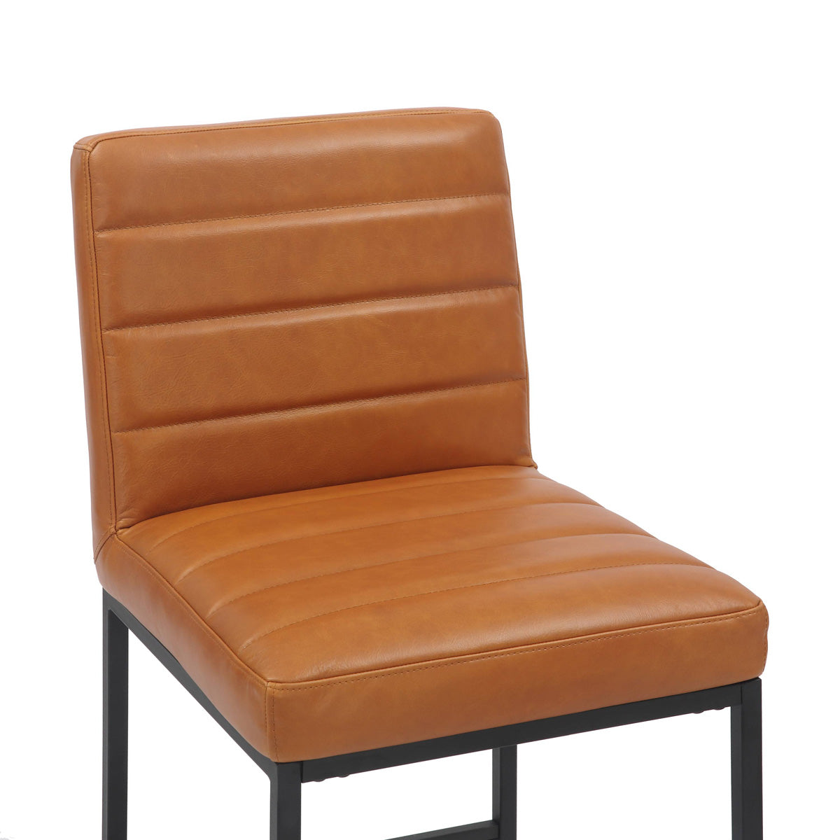 Leather Bar Stools in Set Of 2 With Black Sturdy Metal Frame - Carlton