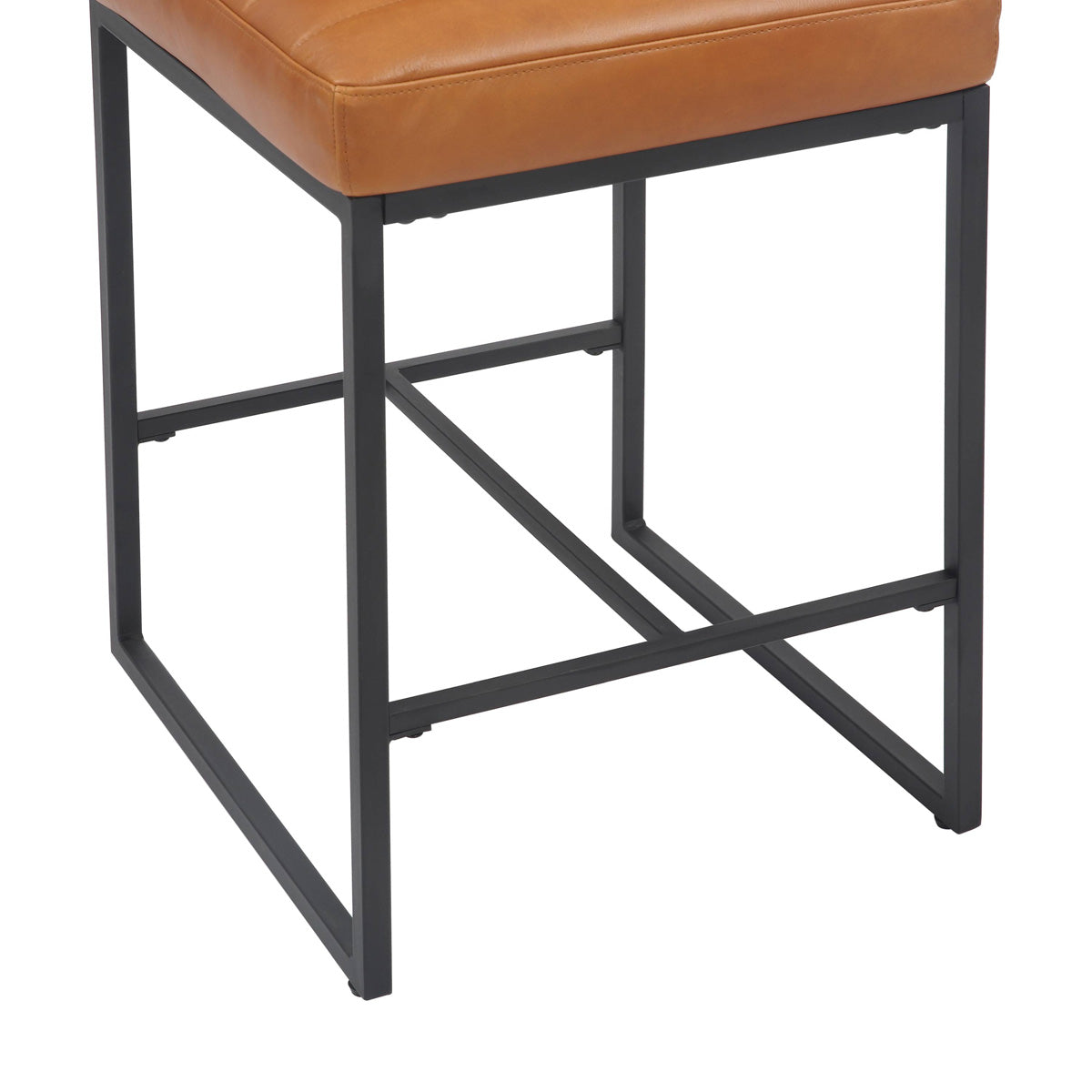 Leather Bar Stools in Set Of 2 With Black Sturdy Metal Frame - Carlton