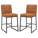 Leather Bar Stools in Set Of 2 With Black Sturdy Metal Frame - Carlton